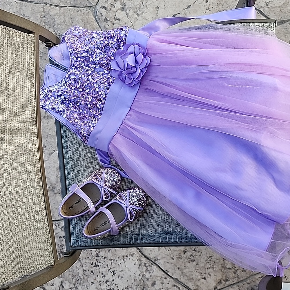 Lavender Flower Girl Dress - 5T & Matching Shoes